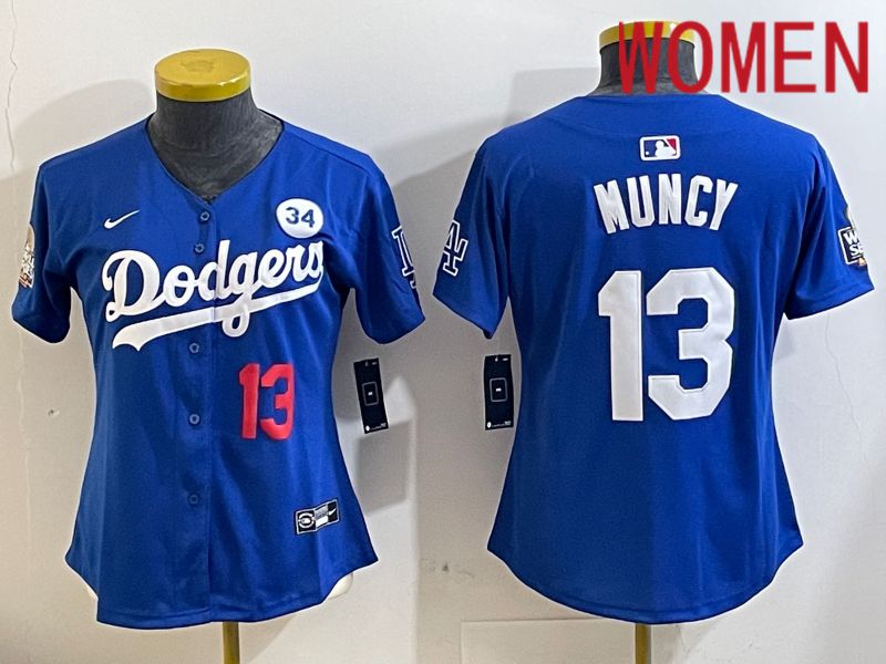 Women Los Angeles Dodgers #13 Muncy Blue Game 2024 Nike MLB Jersey style 11212